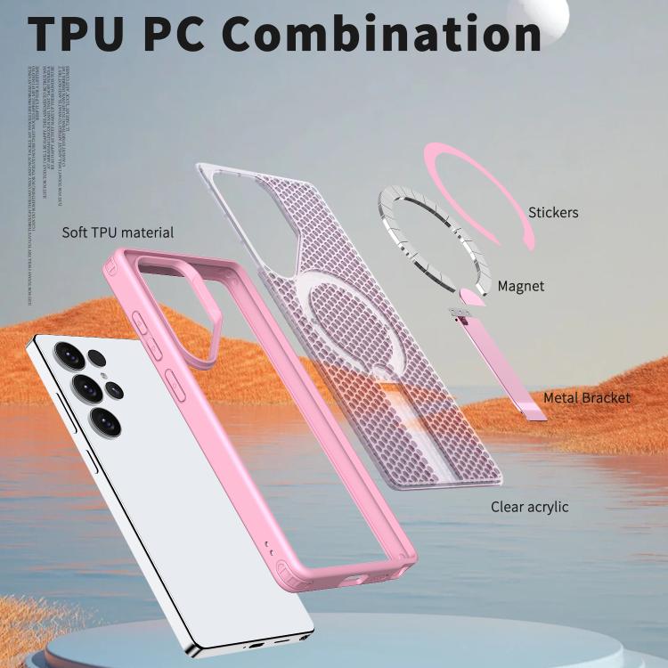 For Samsung Galaxy S25 Ultra 5G kalebol Honeycomb Cooling MagSafe Holder Phone Case