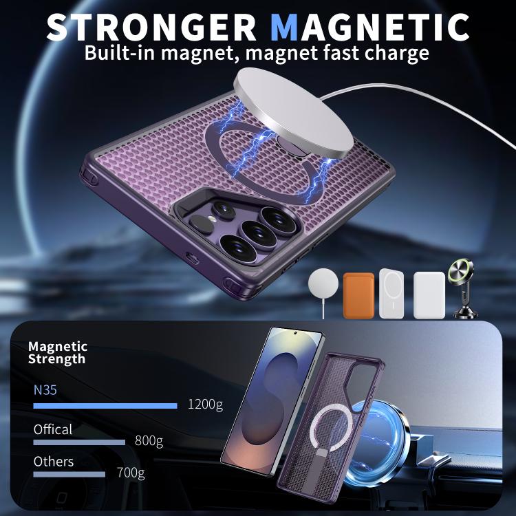 For Samsung Galaxy S25 Ultra 5G kalebol Honeycomb Cooling MagSafe Holder Phone Case