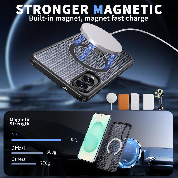 For Samsung Galaxy S25 Edge 5G kalebol Honeycomb Cooling MagSafe Holder Phone Case
