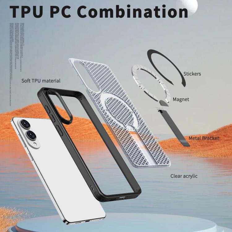 For Samsung Galaxy S25 Edge 5G kalebol Honeycomb Cooling MagSafe Holder Phone Case