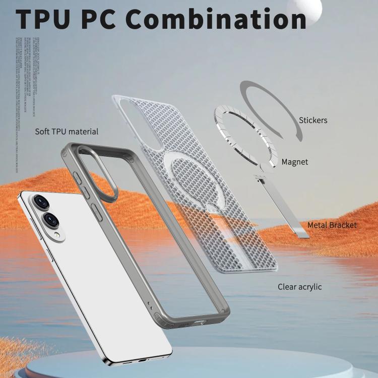 For Samsung Galaxy S25 Edge 5G kalebol Honeycomb Cooling MagSafe Holder Phone Case