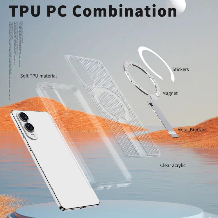 For Samsung Galaxy S25 Edge 5G kalebol Honeycomb Cooling MagSafe Holder Phone Case