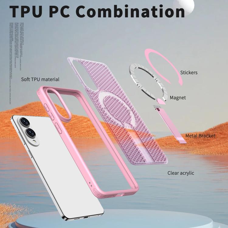 For Samsung Galaxy S25 Edge 5G kalebol Honeycomb Cooling MagSafe Holder Phone Case