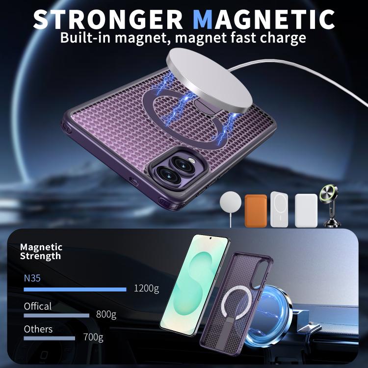 For Samsung Galaxy S25 Edge 5G kalebol Honeycomb Cooling MagSafe Holder Phone Case