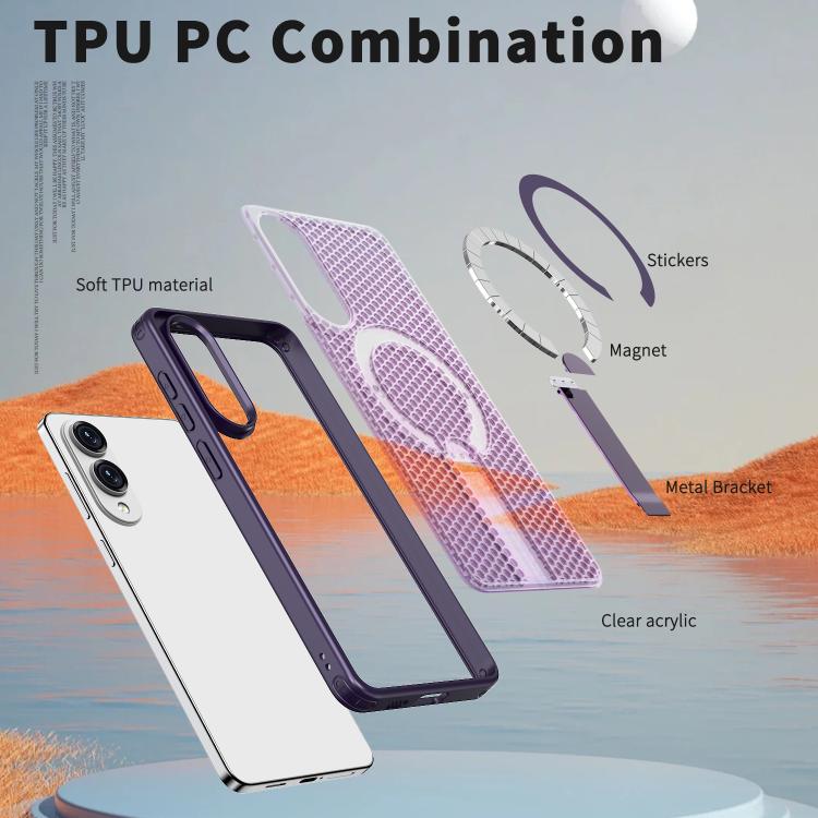 For Samsung Galaxy S25 Edge 5G kalebol Honeycomb Cooling MagSafe Holder Phone Case