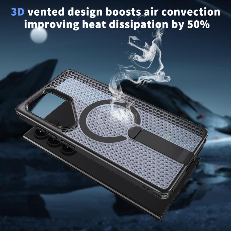 For Samsung Galaxy S24 Ultra 5G kalebol Honeycomb Cooling MagSafe Holder Phone Case