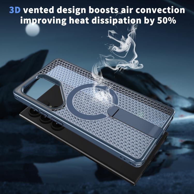 For Samsung Galaxy S24 Ultra 5G kalebol Honeycomb Cooling MagSafe Holder Phone Case