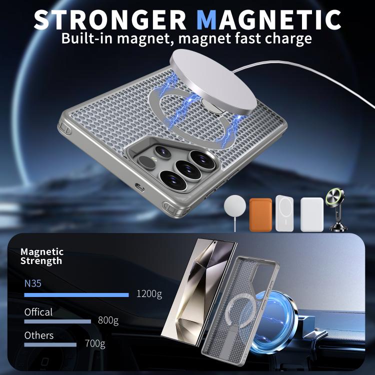 For Samsung Galaxy S24 Ultra 5G kalebol Honeycomb Cooling MagSafe Holder Phone Case