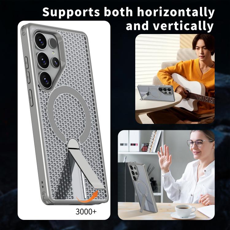 For Samsung Galaxy S24 Ultra 5G kalebol Honeycomb Cooling MagSafe Holder Phone Case