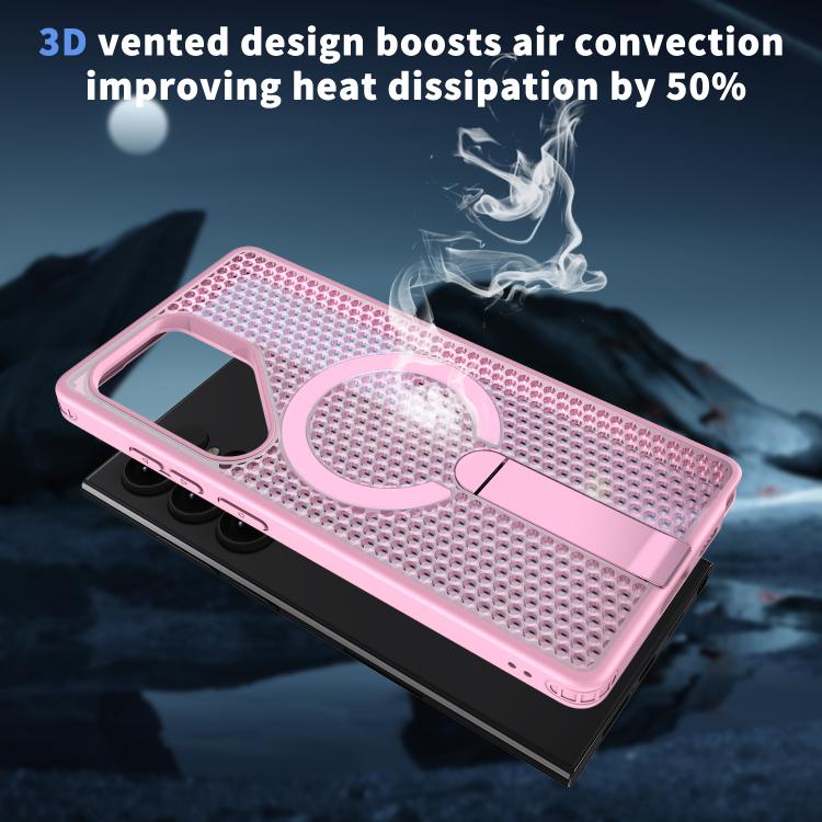 For Samsung Galaxy S24 Ultra 5G kalebol Honeycomb Cooling MagSafe Holder Phone Case