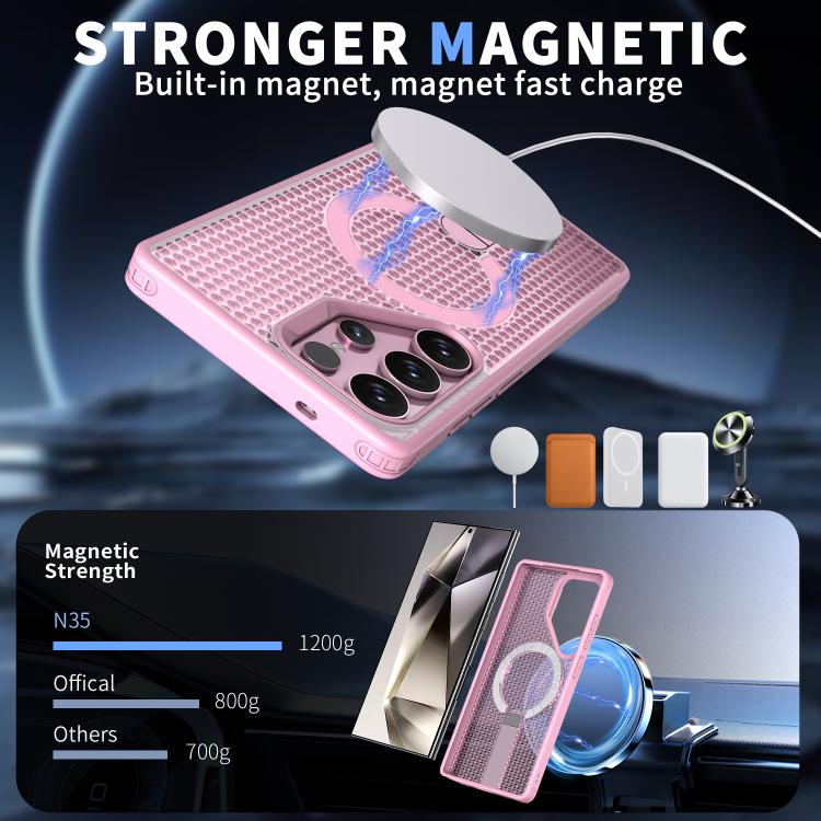 For Samsung Galaxy S23 Ultra 5G kalebol Honeycomb Cooling MagSafe Holder Phone Case