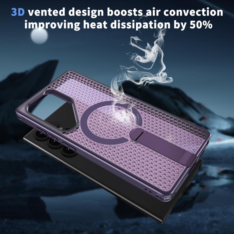 For Samsung Galaxy S23 Ultra 5G kalebol Honeycomb Cooling MagSafe Holder Phone Case