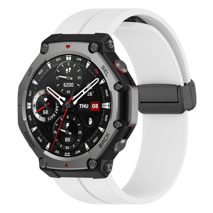 For Amazfit T-Rex 3 xDfind  Flat Head Groove Folding Black Buckle Silicone Watch Band