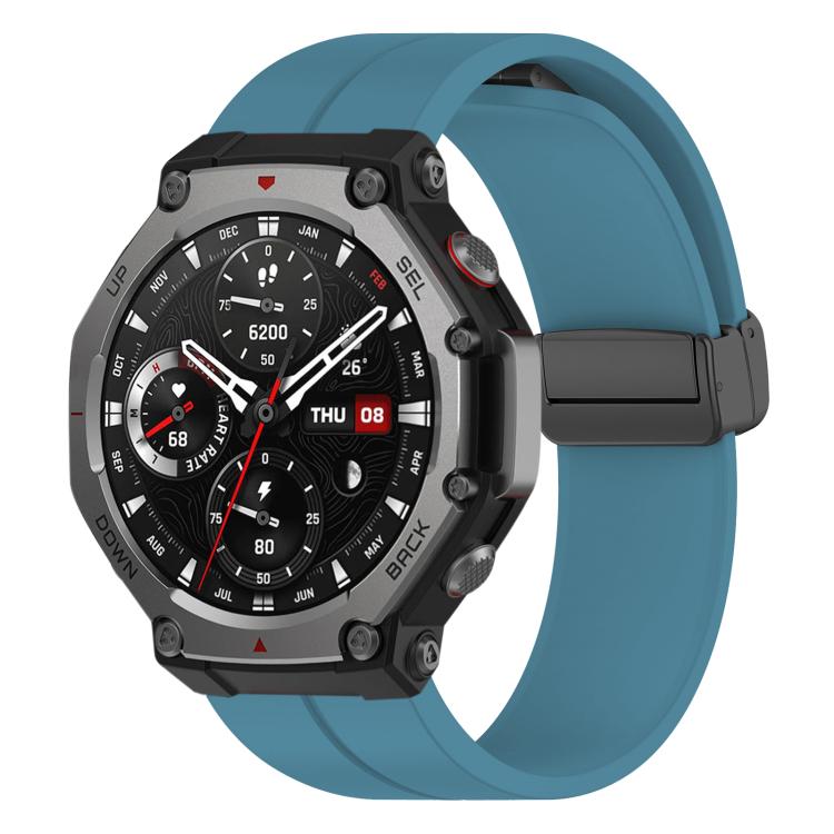 For Amazfit T-Rex 3 xDfind  Flat Head Groove Folding Black Buckle Silicone Watch Band