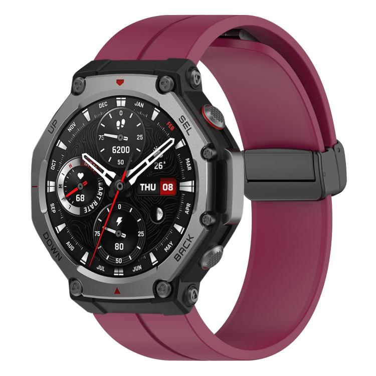 For Amazfit T-Rex 3 xDfind  Flat Head Groove Folding Black Buckle Silicone Watch Band