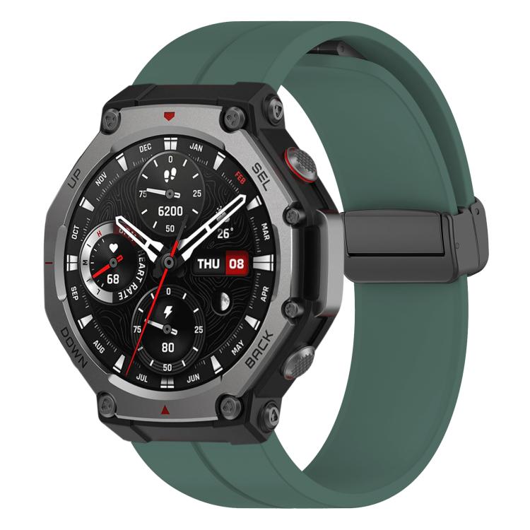For Amazfit T-Rex 3 xDfind  Flat Head Groove Folding Black Buckle Silicone Watch Band
