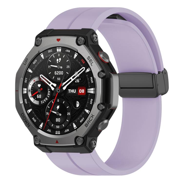 For Amazfit T-Rex 3 xDfind  Flat Head Groove Folding Black Buckle Silicone Watch Band