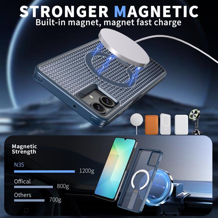 For Samsung Galaxy A06 5G kalebol Honeycomb Cooling MagSafe Holder Phone Case