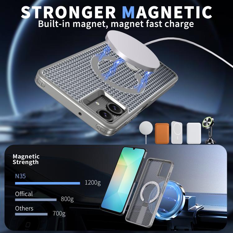 For Samsung Galaxy A06 5G kalebol Honeycomb Cooling MagSafe Holder Phone Case