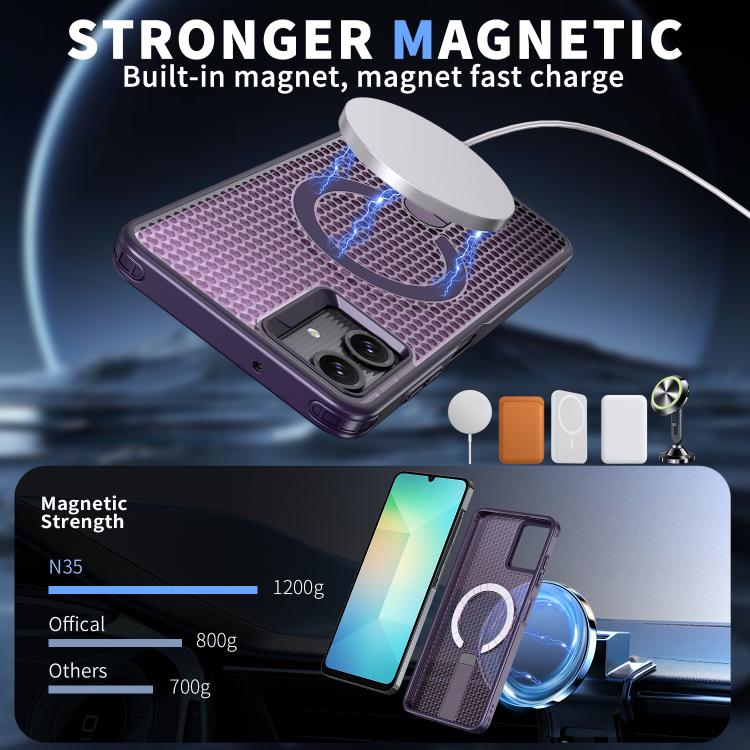 For Samsung Galaxy A06 5G kalebol Honeycomb Cooling MagSafe Holder Phone Case