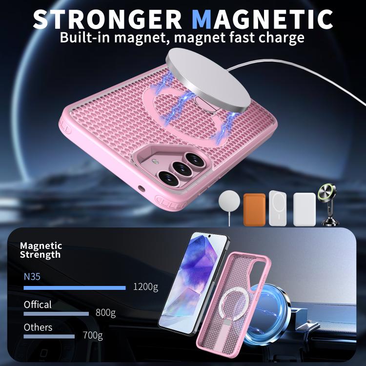 For Samsung Galaxy A55 5G kalebol Honeycomb Cooling MagSafe Holder Phone Case