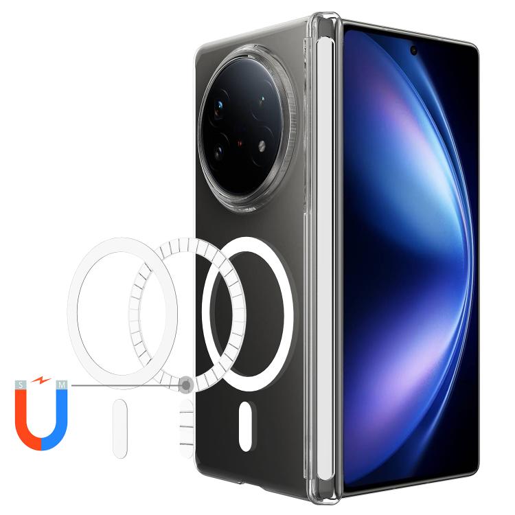 For vivo X Fold5 Scratchproof PC Magnetic Shaft MagSafe Phone Case - Transparent