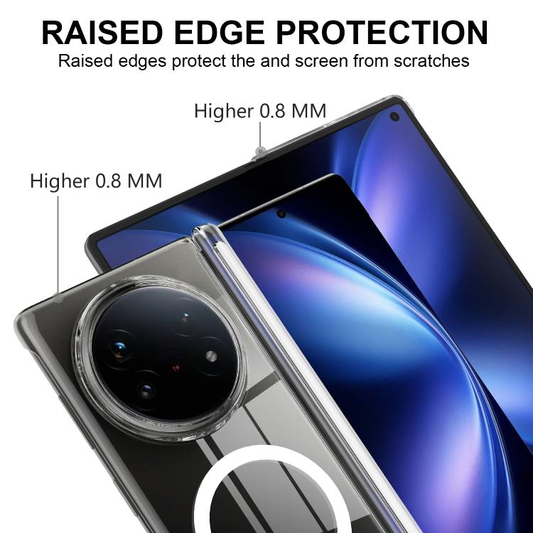 For vivo X Fold5 Scratchproof PC Magnetic Shaft MagSafe Phone Case - Transparent