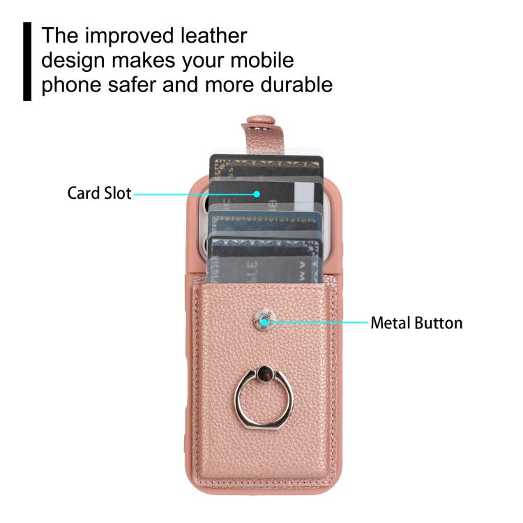 For iPhone 17 Pro Max Litchi Texture Drawing Card Bag Ring Holder Phone Case