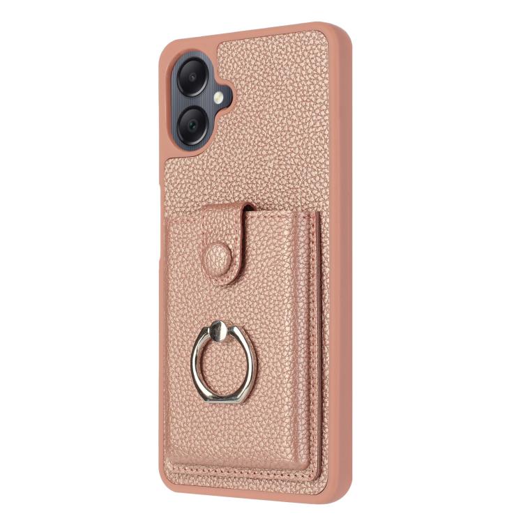 For Samsung Galaxy A07 / A06 Litchi Texture Drawing Card Bag Ring Holder Phone Case