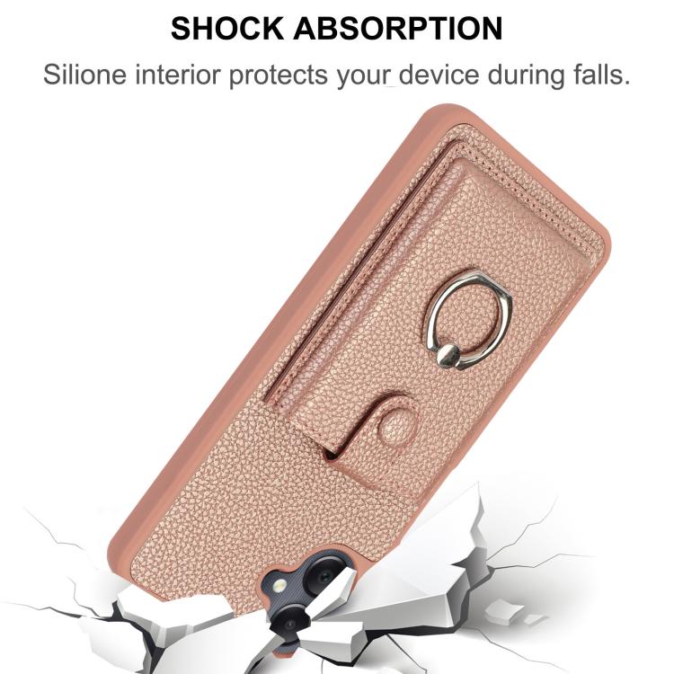 For Samsung Galaxy A07 / A06 Litchi Texture Drawing Card Bag Ring Holder Phone Case