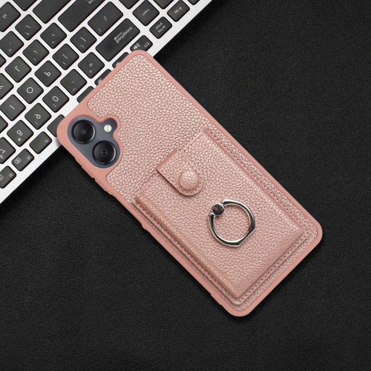 For Samsung Galaxy A07 / A06 Litchi Texture Drawing Card Bag Ring Holder Phone Case