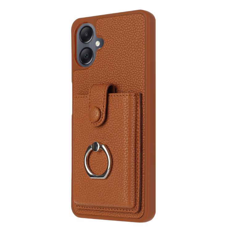 For Samsung Galaxy A07 / A06 Litchi Texture Drawing Card Bag Ring Holder Phone Case