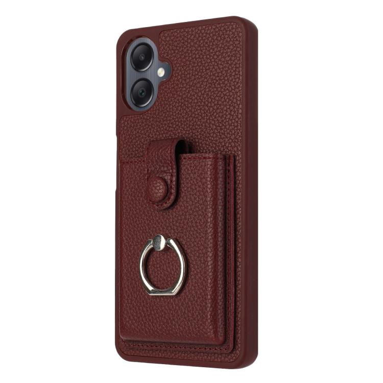 For Samsung Galaxy A07 / A06 Litchi Texture Drawing Card Bag Ring Holder Phone Case