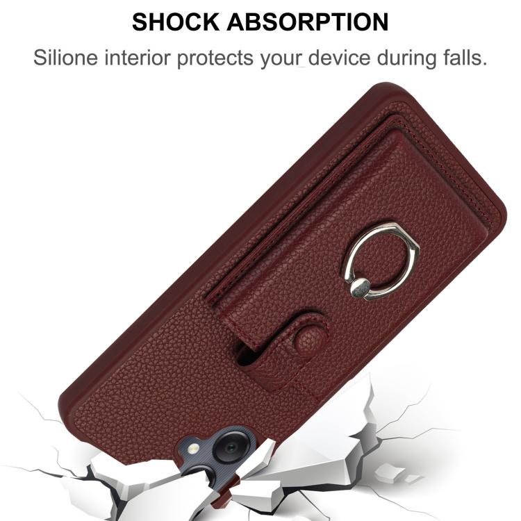 For Samsung Galaxy A07 / A06 Litchi Texture Drawing Card Bag Ring Holder Phone Case
