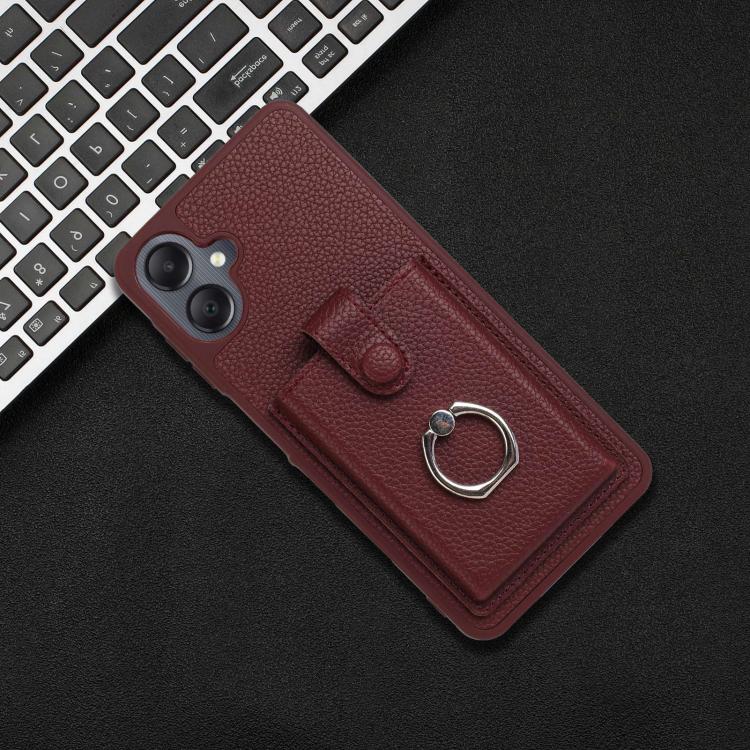 For Samsung Galaxy A07 / A06 Litchi Texture Drawing Card Bag Ring Holder Phone Case