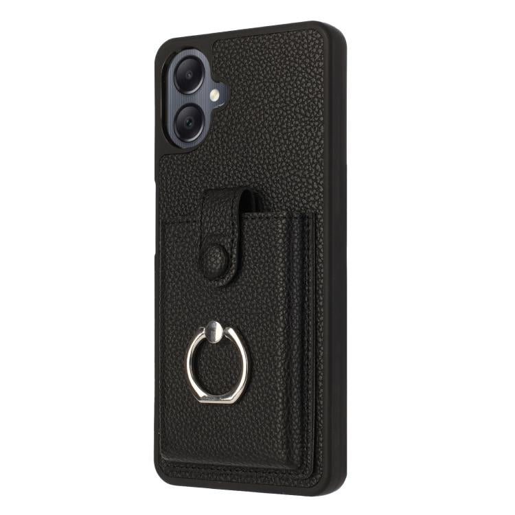 For Samsung Galaxy A07 / A06 Litchi Texture Drawing Card Bag Ring Holder Phone Case