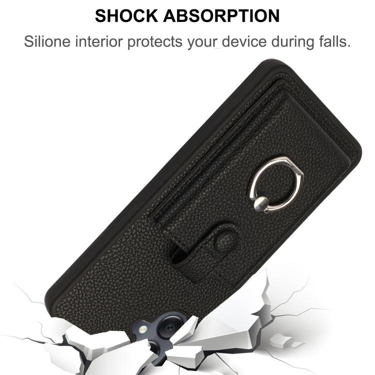 For Samsung Galaxy A07 / A06 Litchi Texture Drawing Card Bag Ring Holder Phone Case