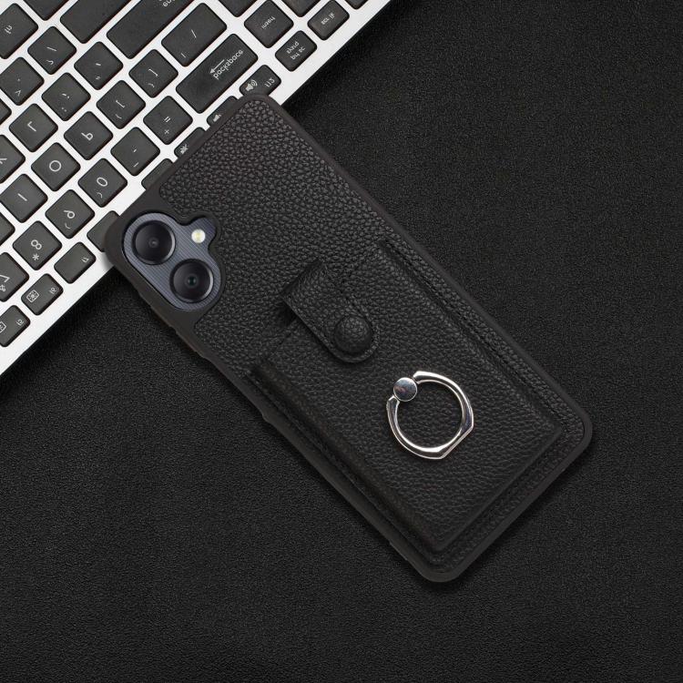 For Samsung Galaxy A07 / A06 Litchi Texture Drawing Card Bag Ring Holder Phone Case