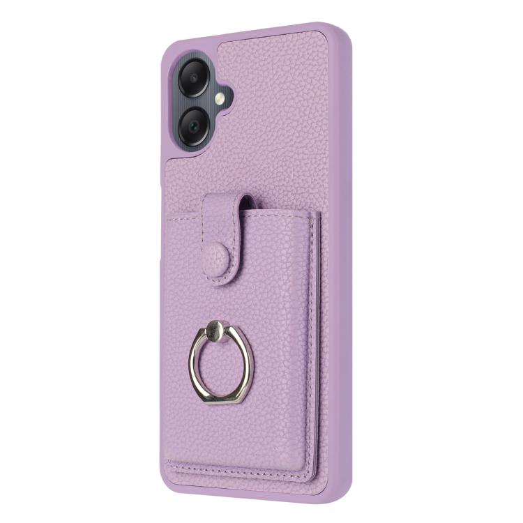 For Samsung Galaxy A07 / A06 Litchi Texture Drawing Card Bag Ring Holder Phone Case
