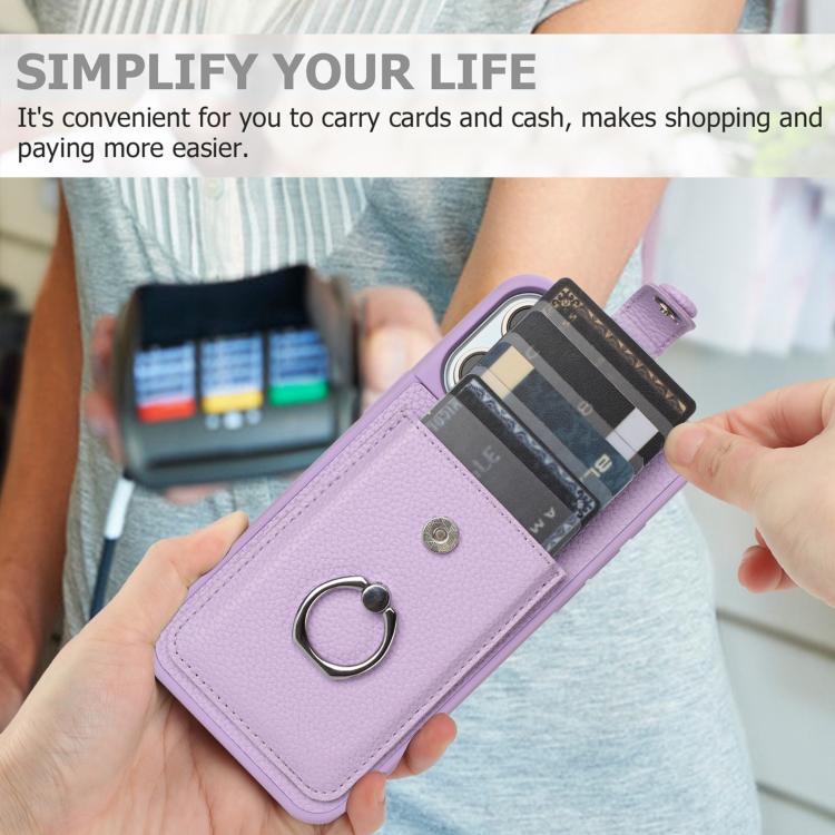 For Samsung Galaxy A07 / A06 Litchi Texture Drawing Card Bag Ring Holder Phone Case