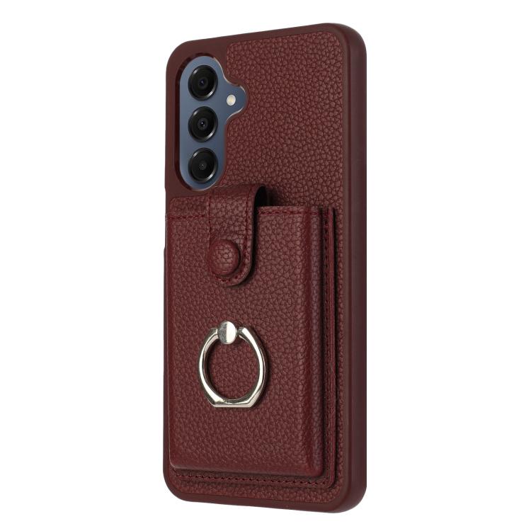 For Samsung Galaxy A17 5G / A26 5G Litchi Texture Drawing Card Bag Ring Holder Phone Case