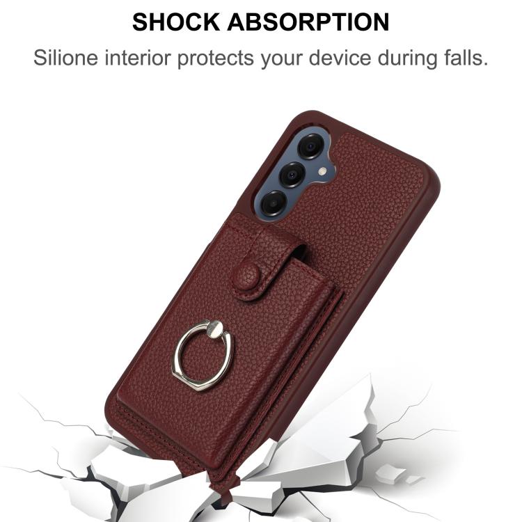For Samsung Galaxy A17 5G / A26 5G Litchi Texture Drawing Card Bag Ring Holder Phone Case