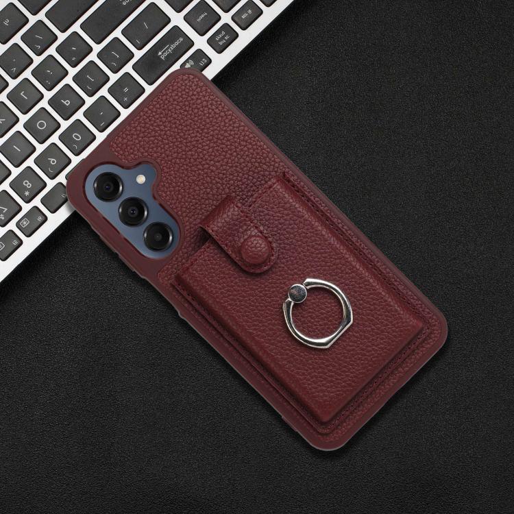For Samsung Galaxy A17 5G / A26 5G Litchi Texture Drawing Card Bag Ring Holder Phone Case