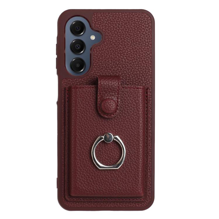 For Samsung Galaxy A37 5G Litchi Texture Drawing Card Bag Ring Holder Phone Case