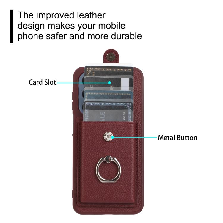For Samsung Galaxy A37 5G Litchi Texture Drawing Card Bag Ring Holder Phone Case