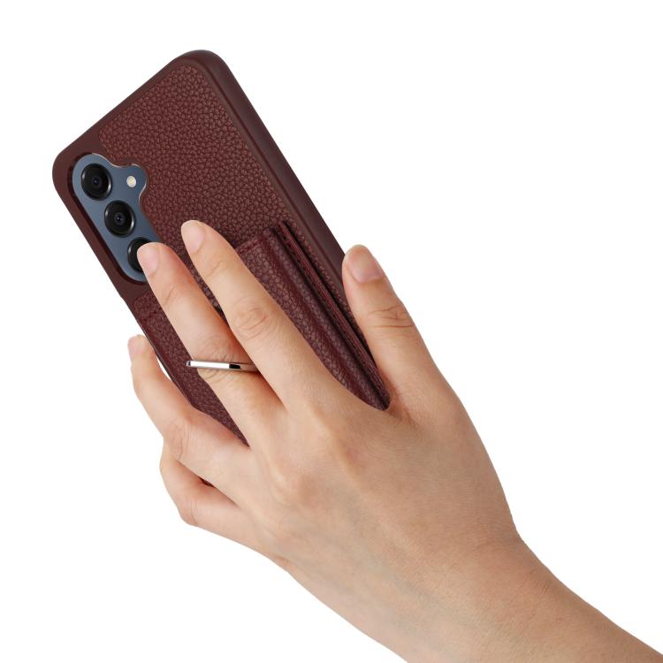 For Samsung Galaxy A37 5G Litchi Texture Drawing Card Bag Ring Holder Phone Case