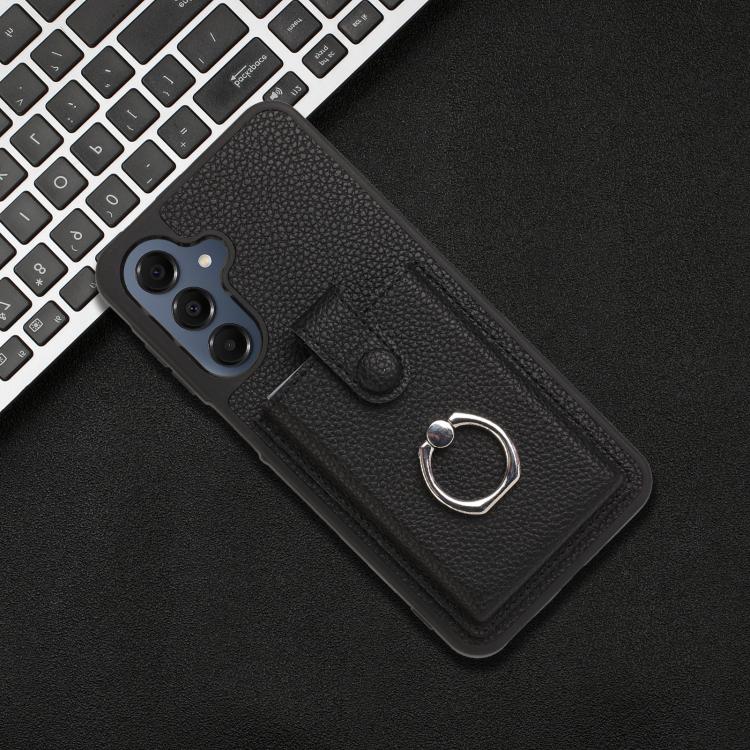 For Samsung Galaxy A37 5G Litchi Texture Drawing Card Bag Ring Holder Phone Case