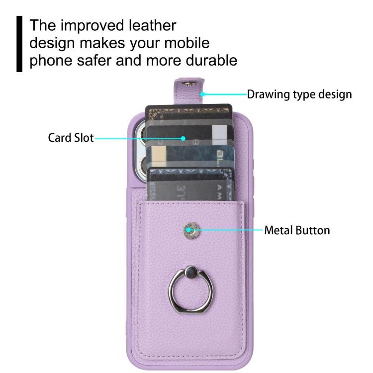 For Samsung Galaxy A37 5G Litchi Texture Drawing Card Bag Ring Holder Phone Case