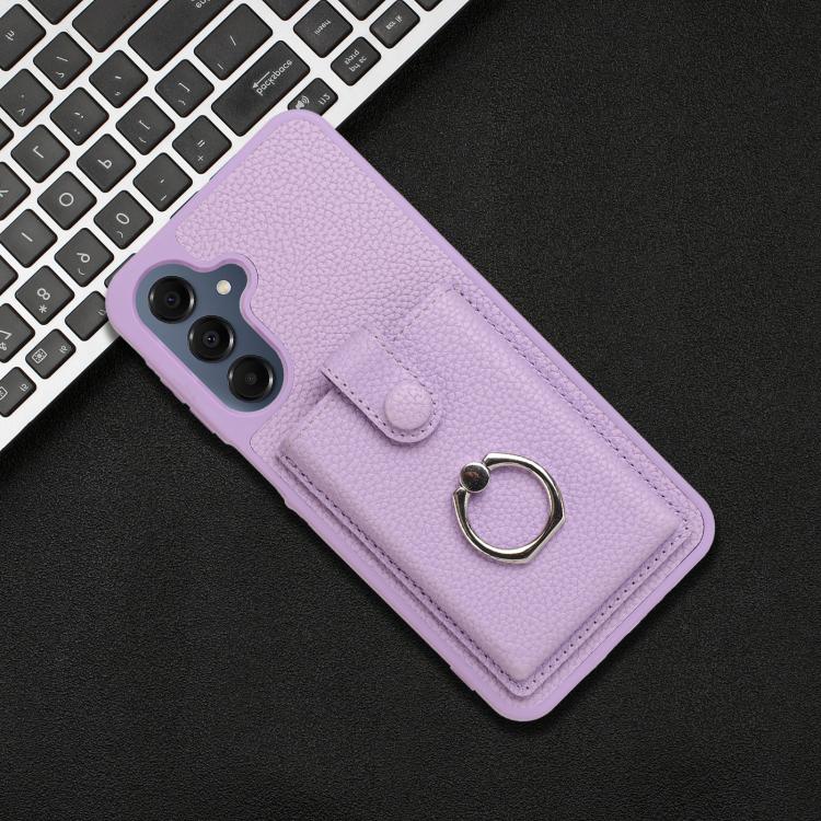 For Samsung Galaxy A37 5G Litchi Texture Drawing Card Bag Ring Holder Phone Case