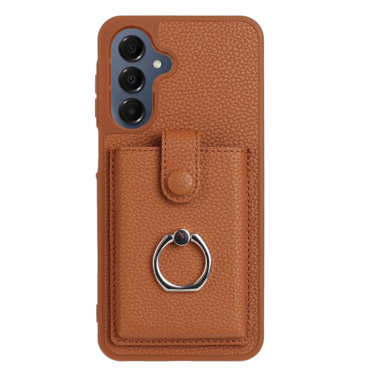 For Samsung Galaxy A57 5G Litchi Texture Drawing Card Bag Ring Holder Phone Case